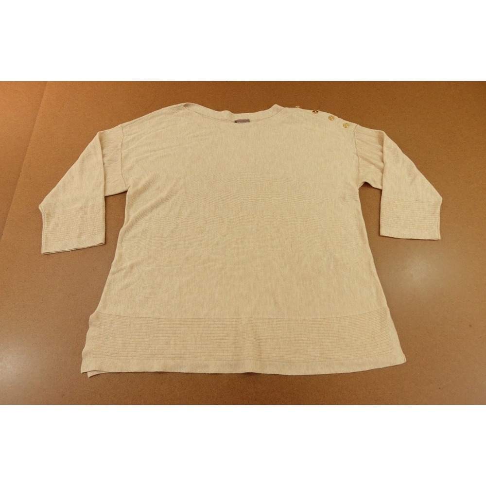 Chicos Womens US Size Large Neutral Heather Boat Neck Pullover Tunic Top NWT